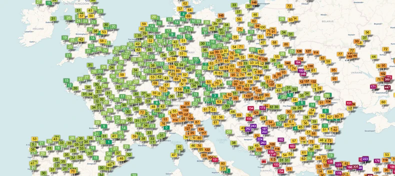 Zagađenje u Evropi jutros