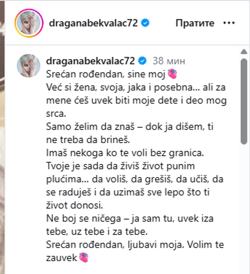Dragana Bekvalac objava