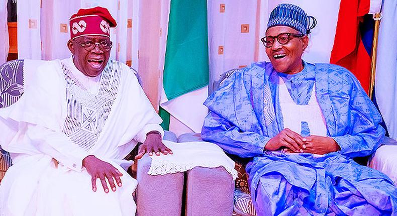 President Bola Tinubu and his predecessor, Muhammadu Buhari. [Channels TV]