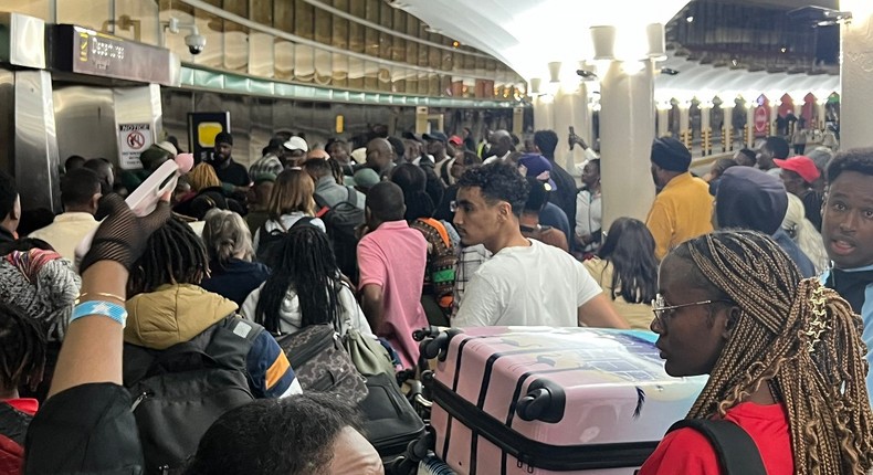 Stranded passengers at JKIA