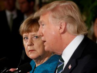 Merkel and Trump hold a joint news conference in the East Room of the White House in Washington