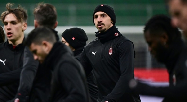 AC Milan forward Zlatan Ibrahimovic (C) was on the bench against Torino for the first time in seven weeks following injury.