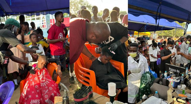 Ghana Association of Barbers visits Volta to give flood victims free haircut