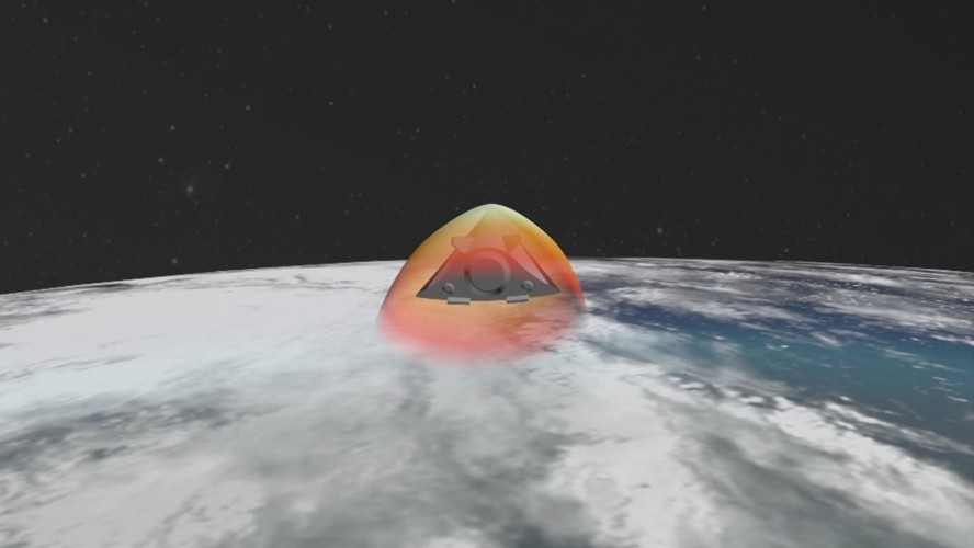 Ujęcie klatki pobrane z materiałów wideo z oficjalnej strony rosyjskiego prezydenta kremlin.ru pokazuje komputerową symulację hipersonicznych pocisków Awangard.