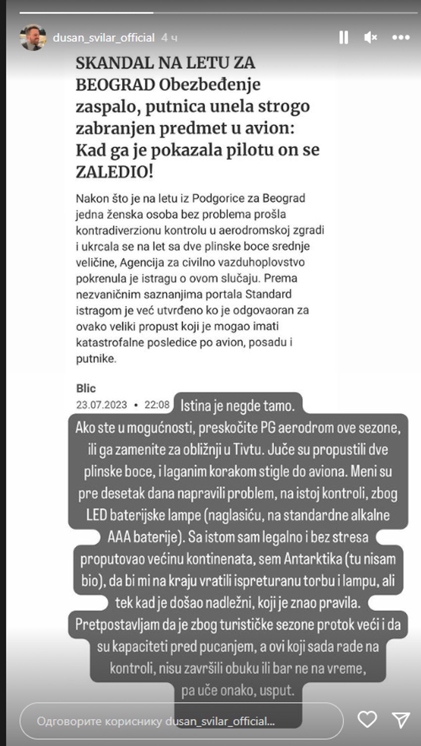 Dušan Svilar o PG aerodromu