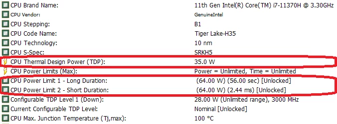 Asus TUF Dash F15 (FX516PR) – konfiguracja limitów mocy CPU