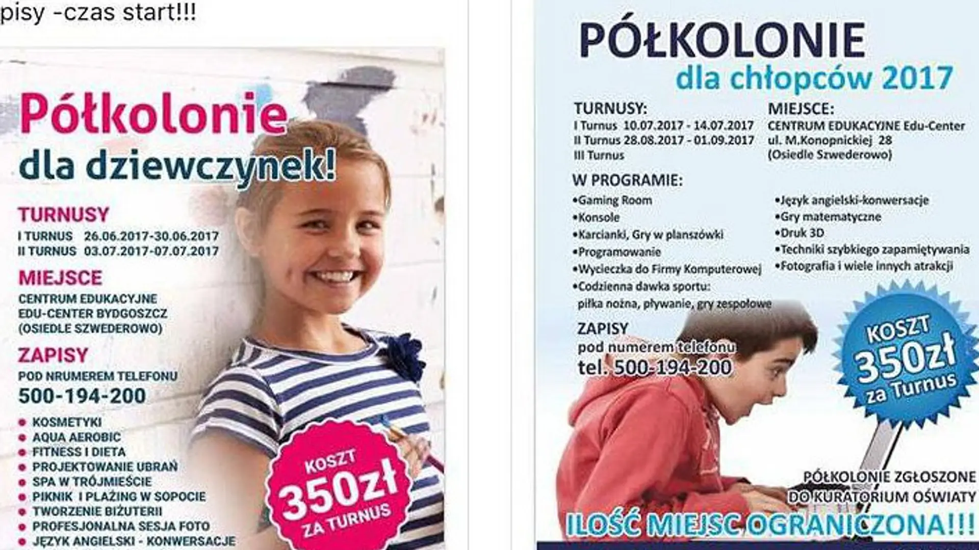 Oferta półkolonii z Bydgoszczy: dla dziewczynek dieta, chłopcom komputery