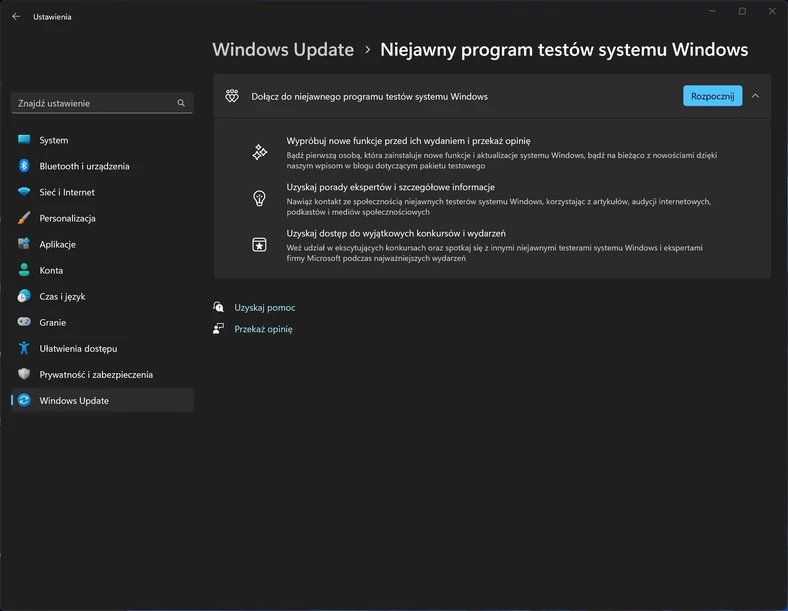 Niejawny program testów systemu Windows 11
