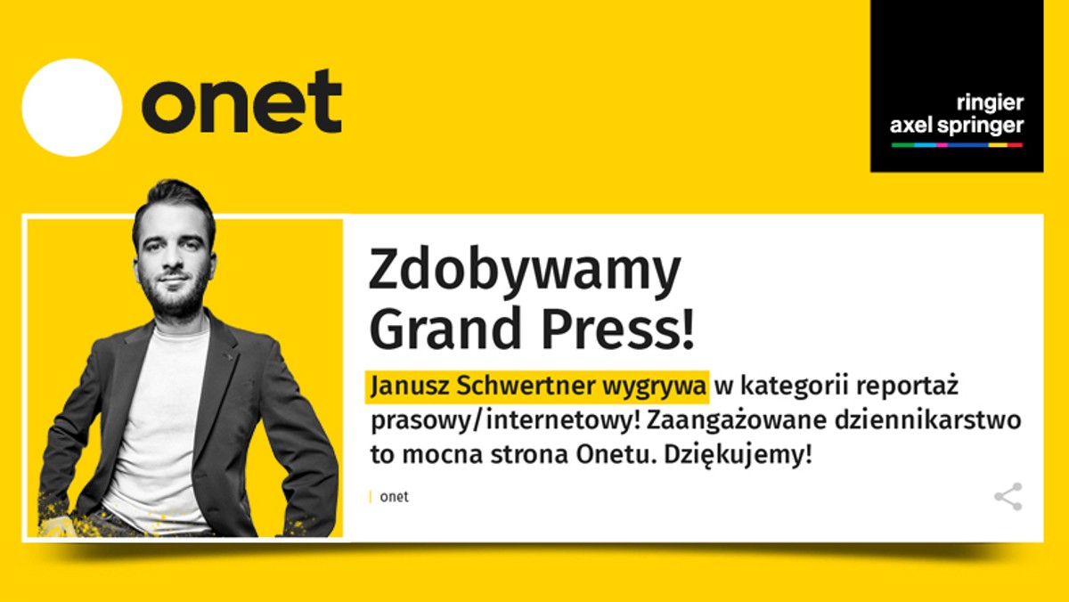 Grand Press 2020. Dziennikarze Onetu nagrodzeni