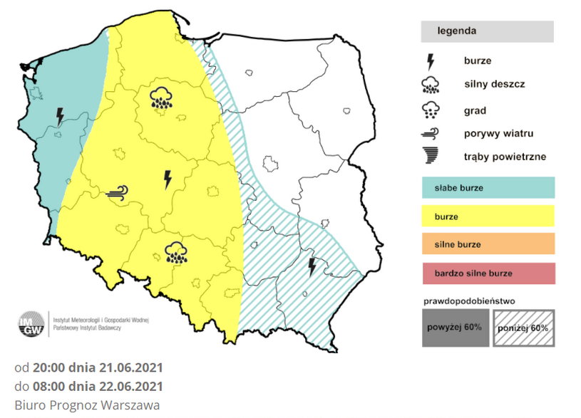 Również noc zapowiada się burzowo