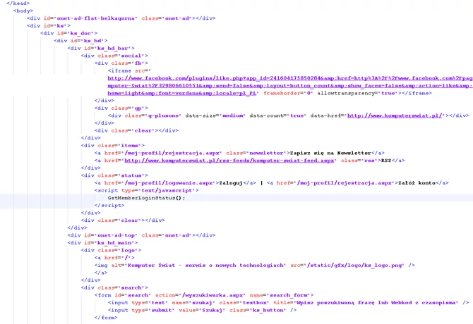 Fragment kodu HTML strony komputerswiat.pl