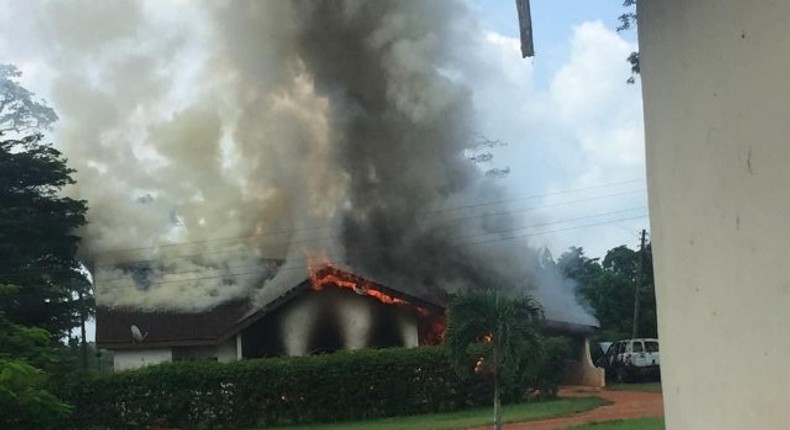 Properties of Ghana Bauxite Company on fire