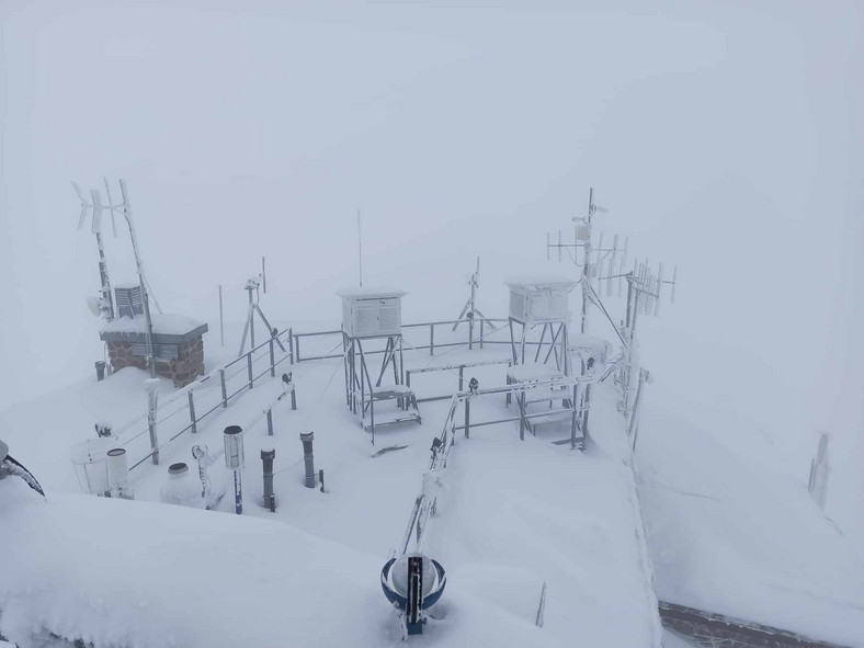 Zasypana stacja meteorologiczna na dachu Obserwatorium