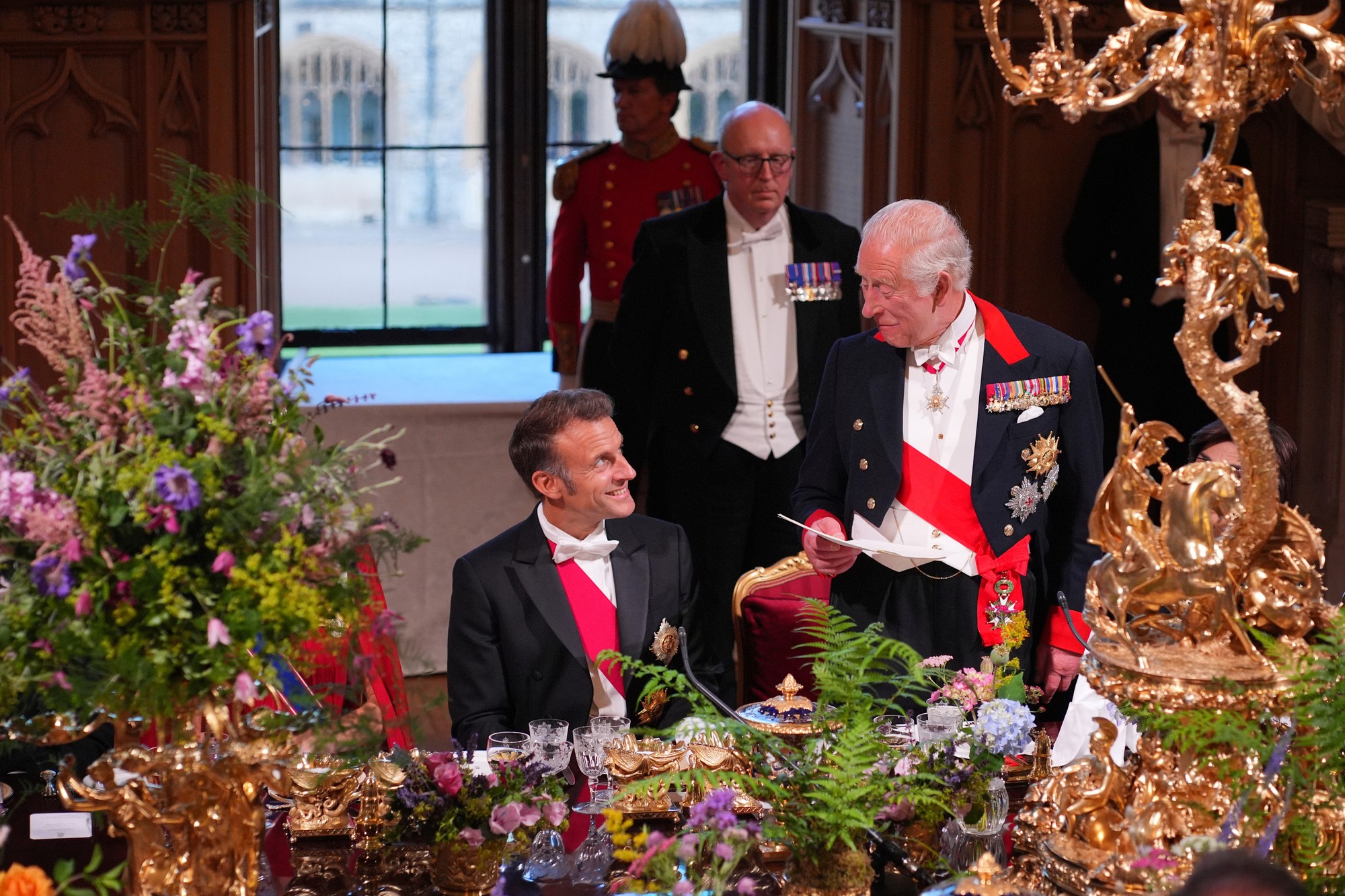Banket na Windsorskom hrade: francúzsky prezident Macron a kráľ Karol III.