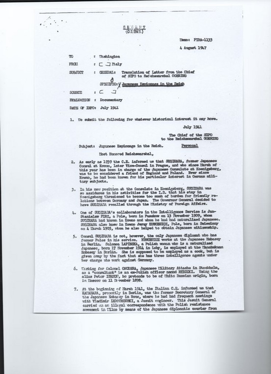 Fragment listu szefa SIPO do Göringa 