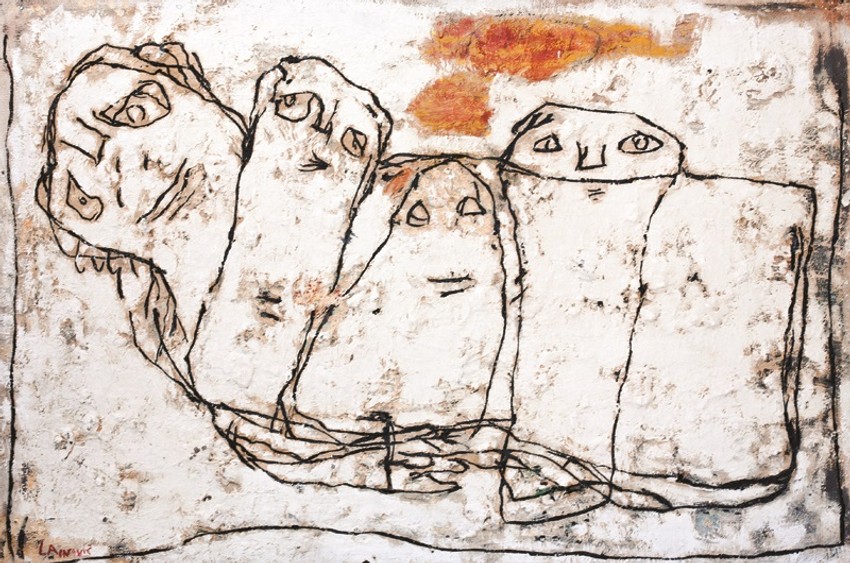 Cvetko Lainović - Porodica, ulje na lesonitu, 60x92