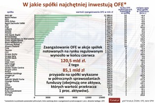 W co inwestują OFE? Wybierają najchętniej duże spółki finansowe i liderów gospodarki