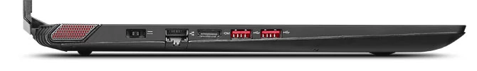 Y50-70 wyposażono w trzy porty USB (w tym dwa USB 3.0 ), czytnik kart pamięci (SD), HDMI, gniazdo audio oraz wyjście cyfrowego dźwięku S/PIDF. Laptop ma wbudowany moduł Wi-Fi AC433 z obsługą Bluetooth.