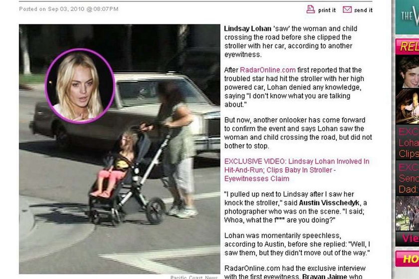 Lindsey Lohan potrąciła wózek z dzieckiem