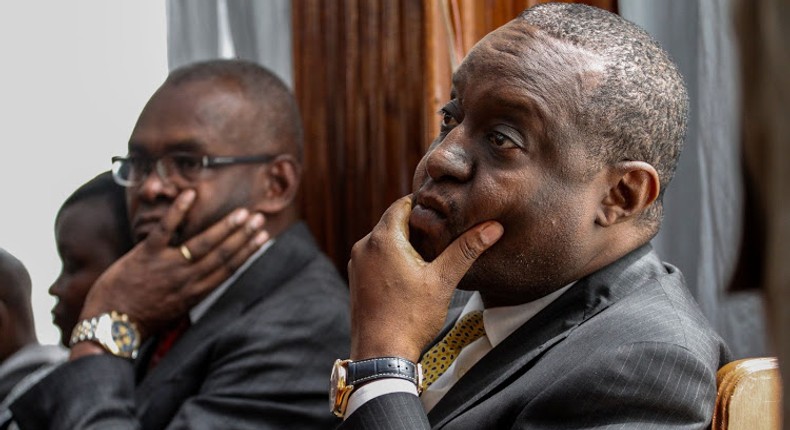 Former Treasury CS Henry Rotich and former PS Kamau Thugge during a past court appearance