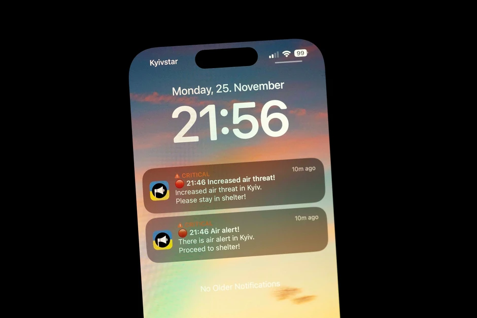 Upozorenje na vazdušnu opasnost u Kijevu na mobilnim telefonima 25. novembra
