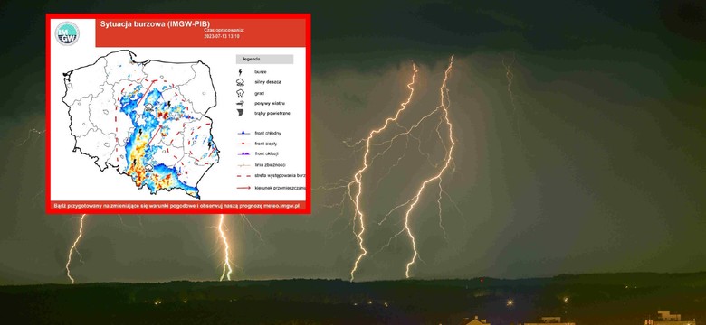 Przez Polskę przechodzi strefa burz. Alerty IMGW pierwszego i drugiego stopnia