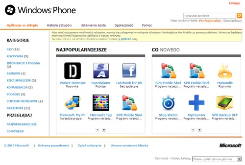 W Windows Marketplace jest na razie nieco ponad 1000 aplikacji. Miejmy nadzieję, że szybko będzie ich przybywać