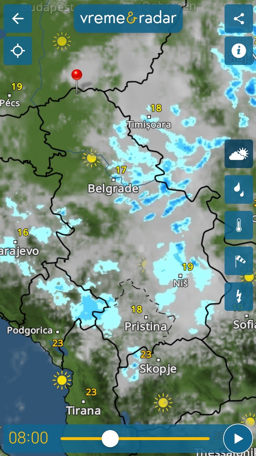 Radar za sredu oko 8 časova