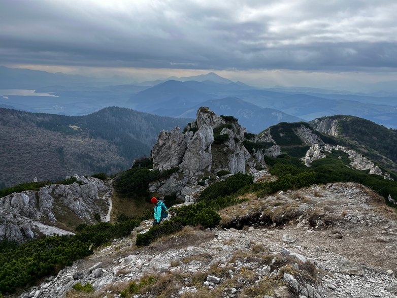 Rzędowe Skały. Szlak na Siwy Wierch z Wyżniej Huciańskiej Przełęczy, słowackie Tatry Zachodnie. 