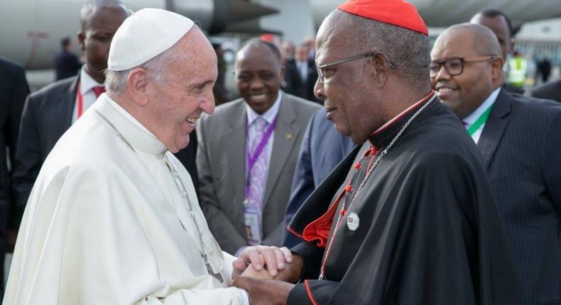 File image of Pope Francis with John Cardinal Njue during his last visit to Kenya