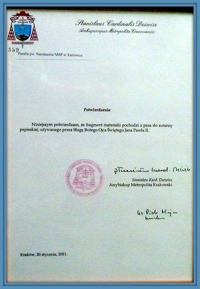 Zdjęcie certyfikatu z Tarnowca