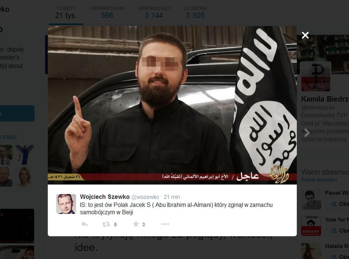 Jacek S., urodzony w Polsce terrorysta, który wysadził się w zamachu samobójczym w Iraku