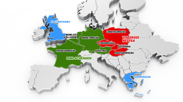 Az ábrán az látszik, miként tagozódhat szét több darabra az EU. S mely tagországok, csoportosulások, miért lógnak ki a rendszerből