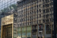 Horse-drawn carriage in front of Trump Tower entrance. New York city, USA.