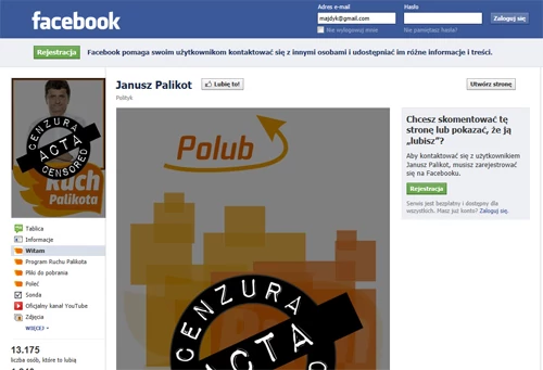 Profil Janusza Palikota został "ocenzurowany"