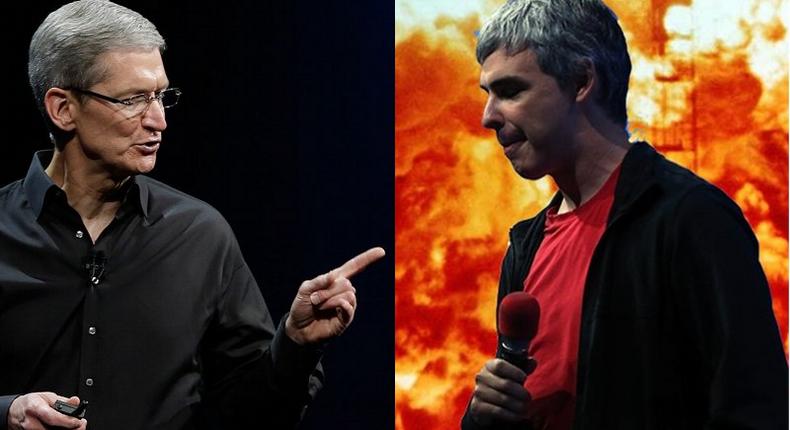 Apple CEO Tim Cook and Google CEO Larry Page.