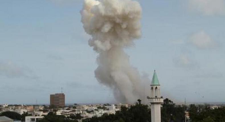 A file photo shows smoke from the Jazeera hotel during an attack earlier this year in Somalias capital Mogadishu, July 26, 2015.