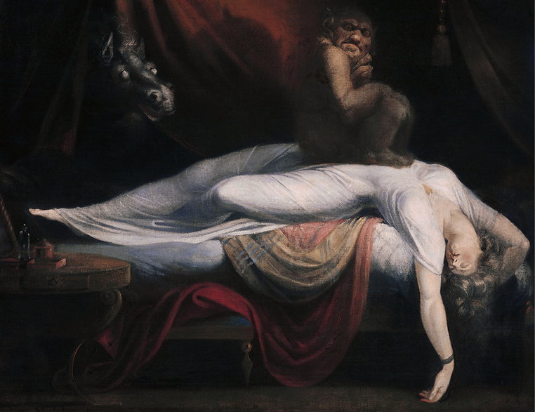 Obraz "Koszmar" autorstwa Henry'ego Fuseli z 1781r.  uważany jest za jedno z pierwszych przedstawień paraliżu sennego - postrzeganego jako nawiedzenie demonów