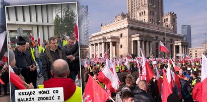 Nagrali szokujące zachowanie księdza na proteście w Warszawie. Do tego namawiał rolników