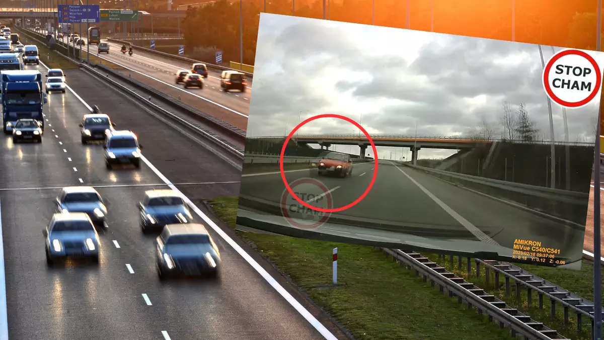 Starszy kierowca jechał pod prąd na autostradzie (youtube.com/STOPCHAM)