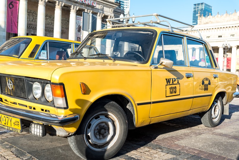 PRL życie w PRL-u Quiz Warsaw,,Poland,-,February,08,,2020:,Fiat,125p,I126p,Classic