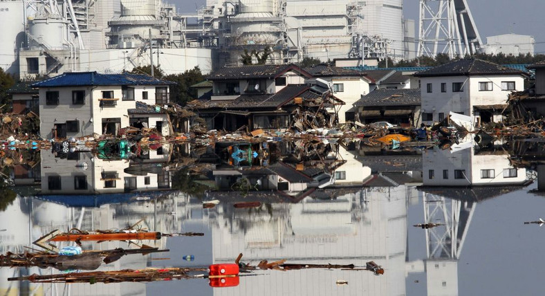 Fukushima w Japonii, okolice elektrowni atomowej po trzęsieniu ziemi