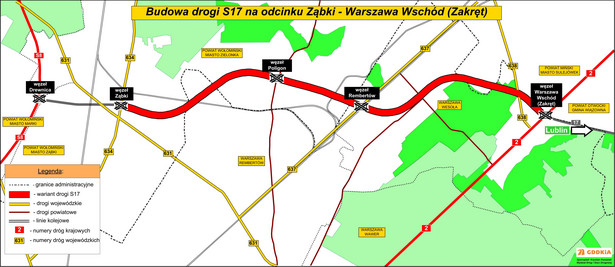 Budowa drogi S17 na odcinku Ząbki – Warszawa Wschód (Zakręt). Źródło: GDDKiA