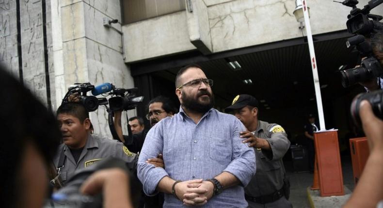 Mexico's Veracruz state governor, Javier Duarte, wanted on corruption charges by the US authorities, is seen after a hearing regarding his extradition request at the Supreme Court in Guatemala City on July 4, 2017