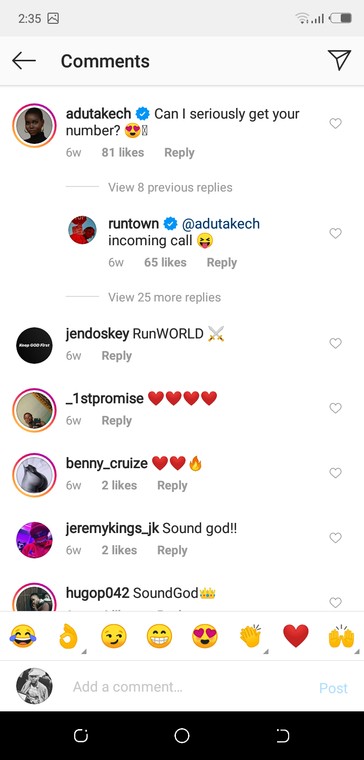 Runtown and Adut Atech's Instagram moment [Instagram/Runtown]