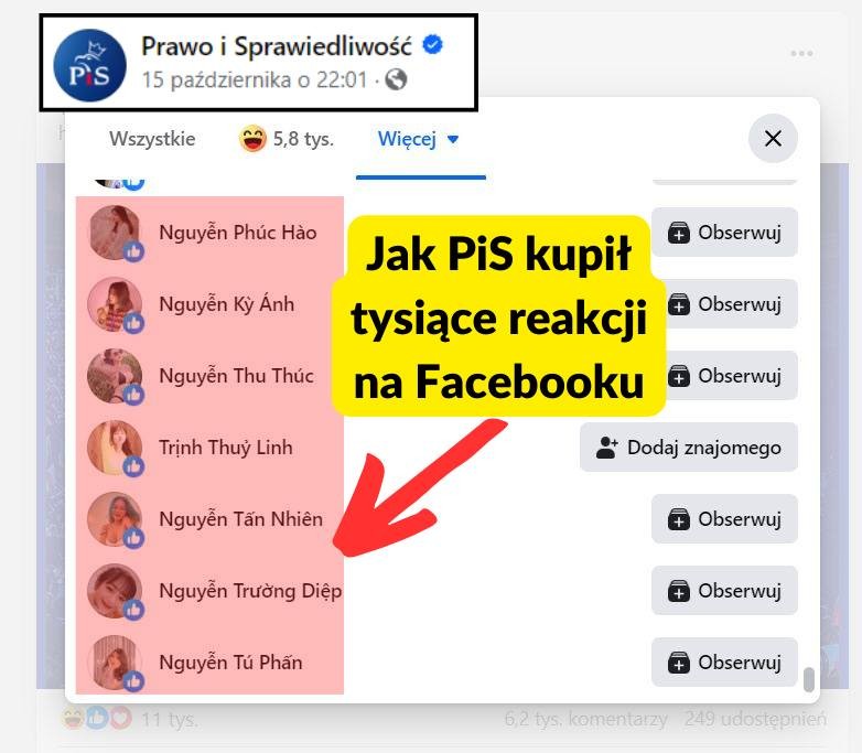 Jak PiS kupił tysiące reakcji na Facebooku