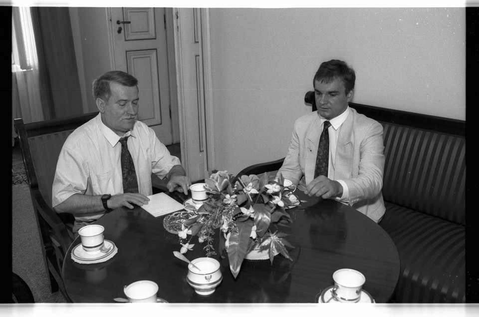 Waldemar Pawlak i Lech Wałęsa (czerwiec 1992 r.)