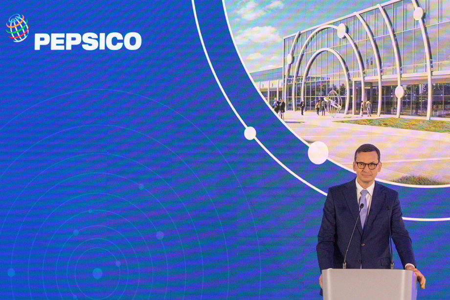 Premier Mateusz Morawiecki na inauguracji budowy fabryki PepsiCo. pod Wrocławiem.