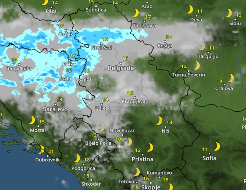 Kretanje padavina u 4 sata