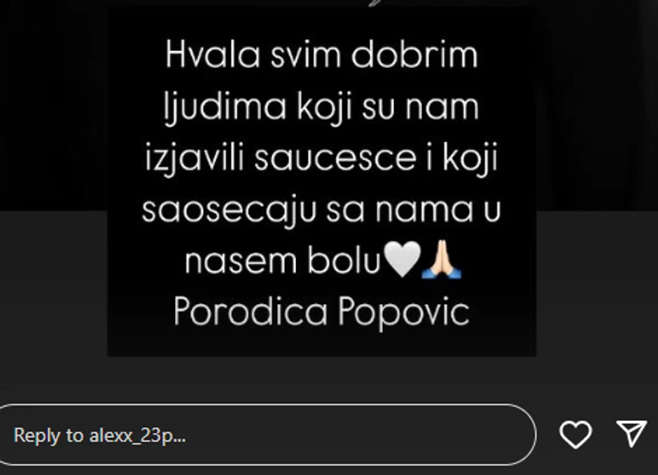 Aleksandra Popovića objava